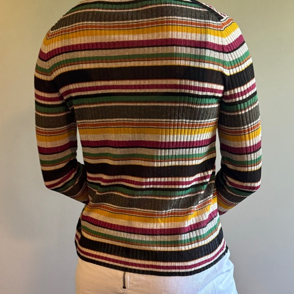 Veronica Beard Keke Gold Ribbed Knit Cardigan. - Picture 2 of 8